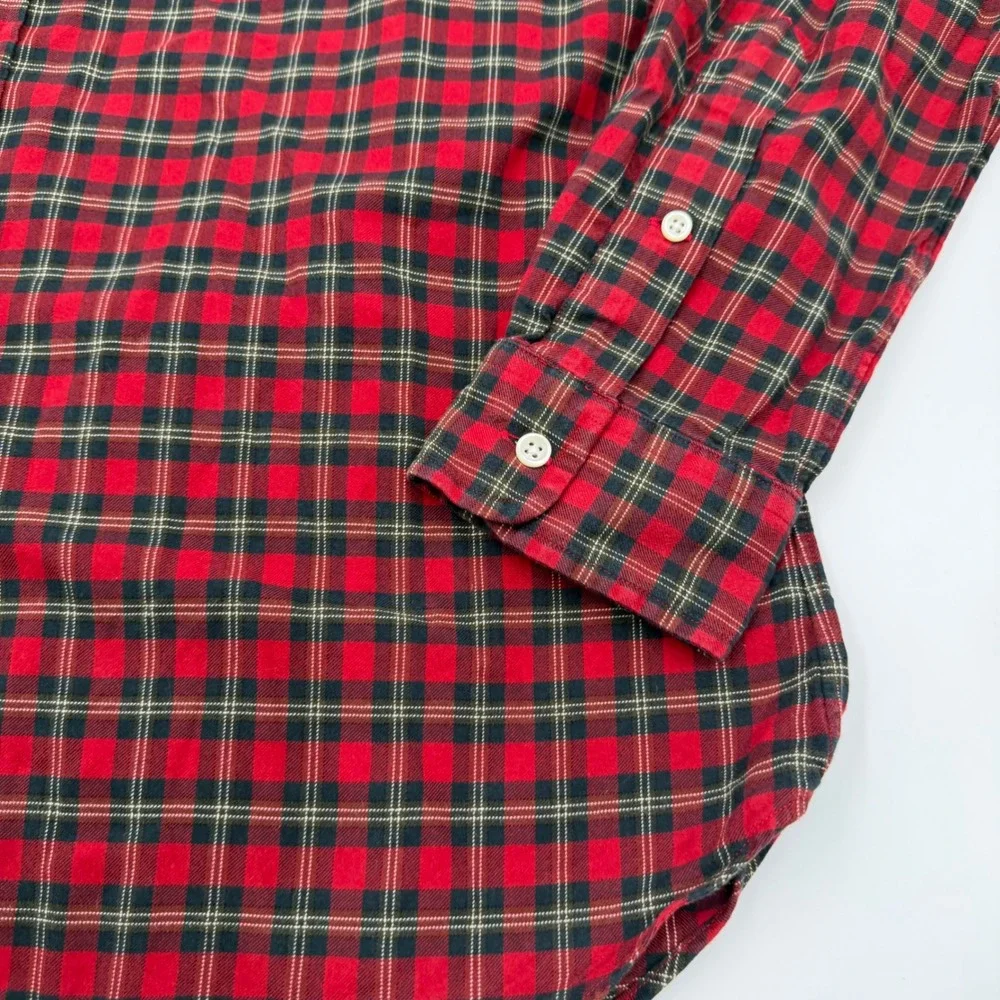 Polo Ralph Lauren Mens Large Classic Fit Red Black Plaid Flannel Shirt L
